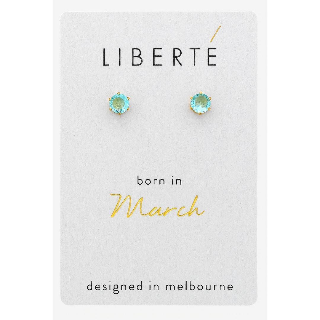 March Aquamarine Crystal Stud-Liberte-Lima & Co