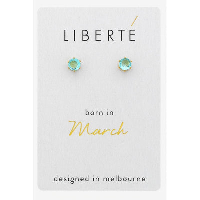 March Aquamarine Crystal Stud-Liberte-Lima & Co