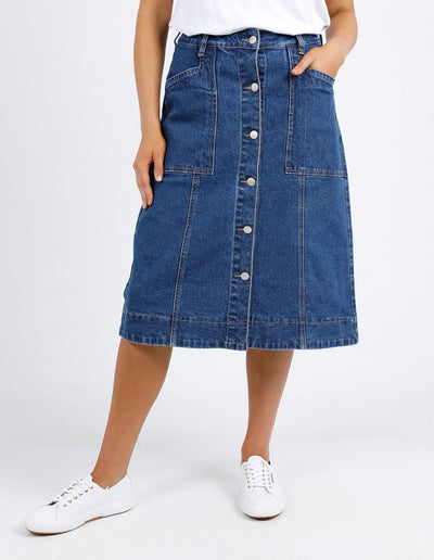 Martha Denim Skirt - Vintage Mid Blue-Foxwood-Lima & Co