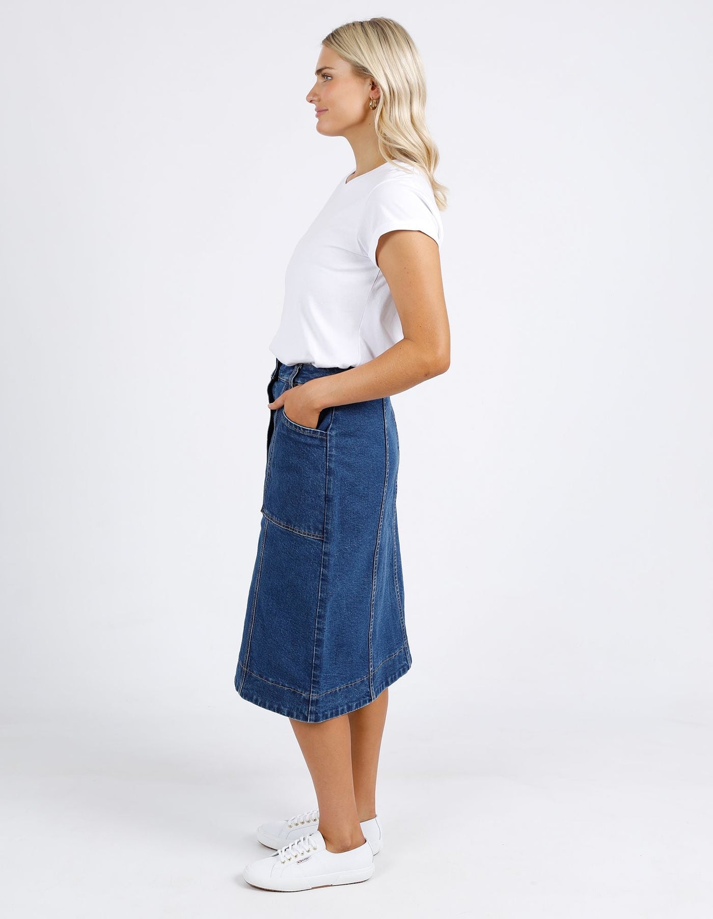 Martha Denim Skirt - Vintage Mid Blue-Foxwood-Lima & Co