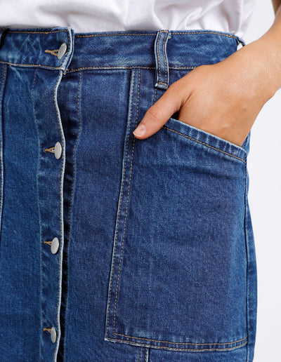 Martha Denim Skirt - Vintage Mid Blue-Foxwood-Lima & Co