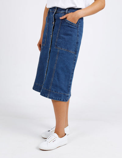 Martha Denim Skirt - Vintage Mid Blue-Foxwood-Lima & Co