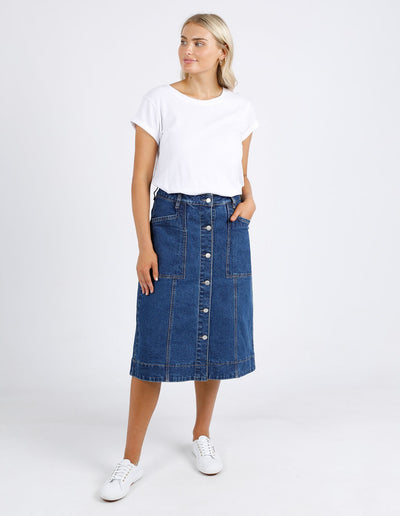 Martha Denim Skirt - Vintage Mid Blue-Foxwood-Lima & Co