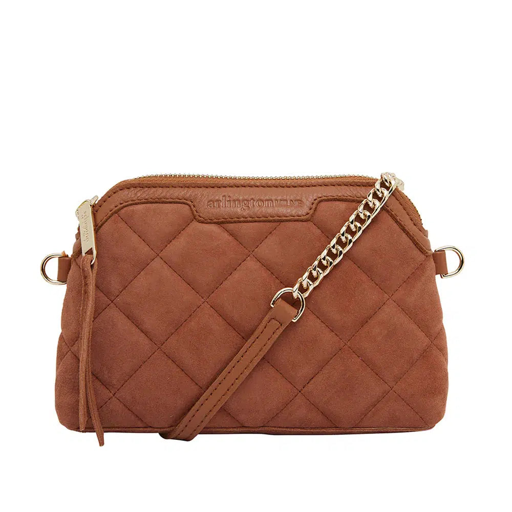 Mini Abigail Bag - Quilted Gingerbread Suede-Arlington milne-Lima & Co