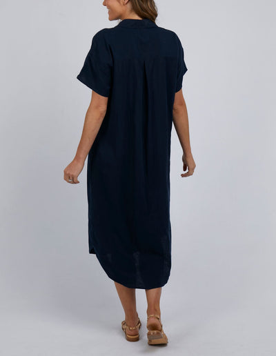 Sage Relaxed Shirt Dress - Navy-Elm Lifestyle-Lima & Co