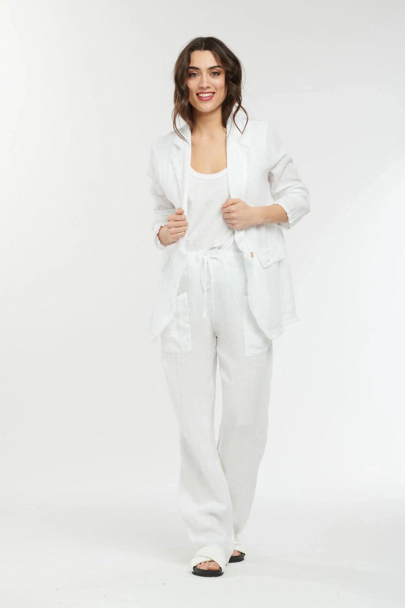 Summertime Linen Pant - White & Gold-Italian Star-Lima & Co